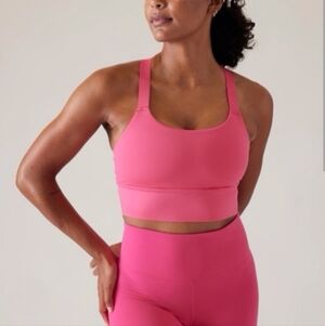 Athleta Warrior Longline Bra In Tulip Pink. Size L.  #791011
